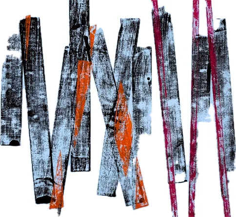 Außer der Reihe — Acryl auf Papier (Walze, Druck)
