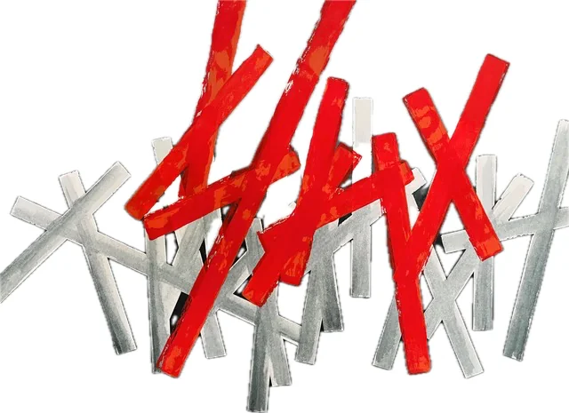 Rot über Silber — Acryl auf Papier